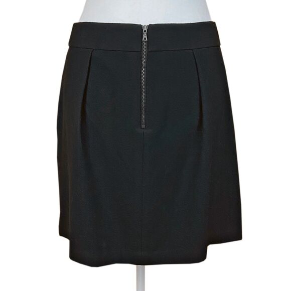Trina Turk Pleated A-Line Mini Skirt Size 4 Black Pockets Lined Exposed Zipper - Picture 3 of 7